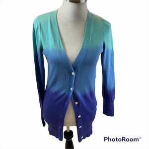 Axcess By Liz Claiborne Gradient Ombré Button Down Sweater‎ Small 100% cotton